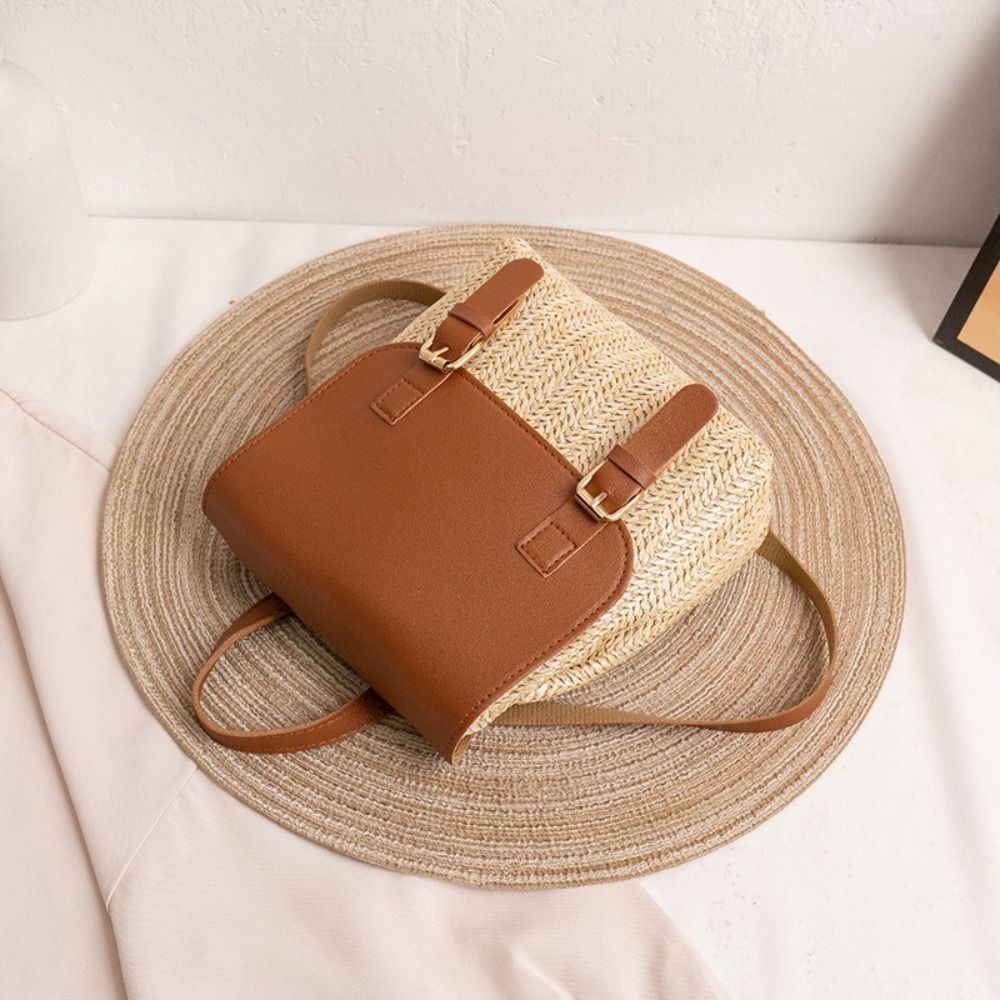 Trend PU Leather Straw Backpac - огляд і ціна Leather Backpack Vintage